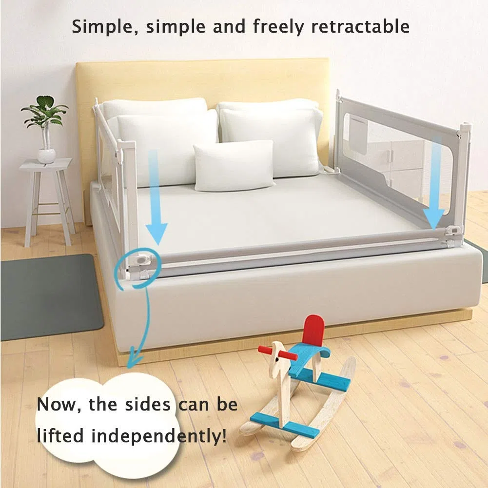 Barandillas de protección contra caídas para bebés, protección de Seguridad para niños, Bisel para mesita de Noche, Universal (Color: Gris, tamaño: 2,2 m/un Solo Lado)