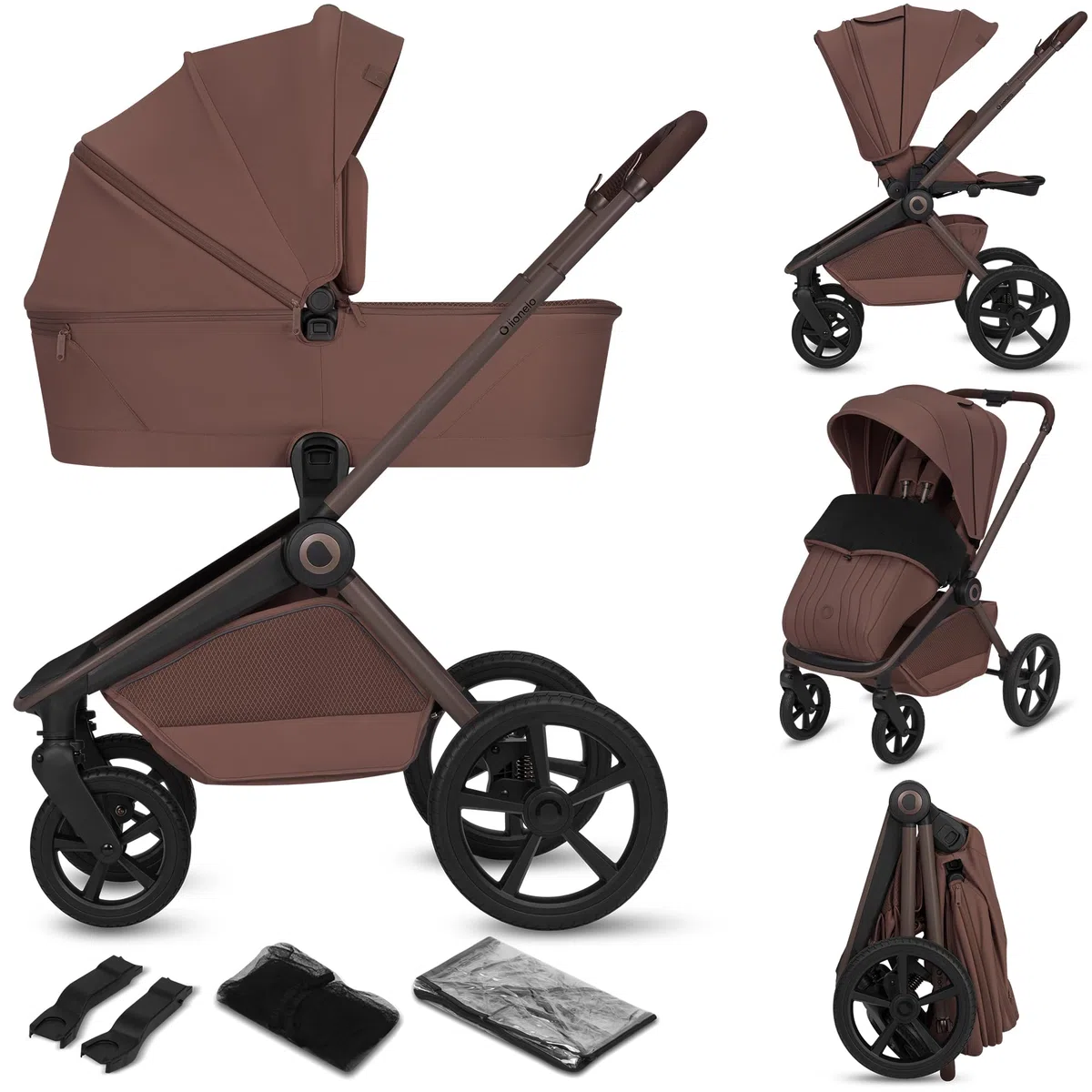 Lionelo Freya Carrito Bebé 2en1 (0-4 Años, 0-22 Kg), Capazo Plegable y Silla de Paseo, Plegable, Suspensión y Ruedas PU, Capota UPF50+, Hebilla Magnética, Ventilación, Accesorios, Adaptadore