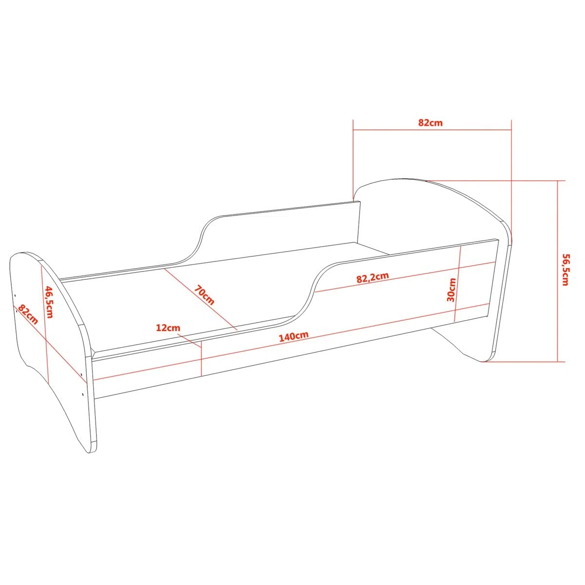 Mon Mobilier Design - Cama infantil (140 x 70 cm), diseño de elefante, color blanco y negro