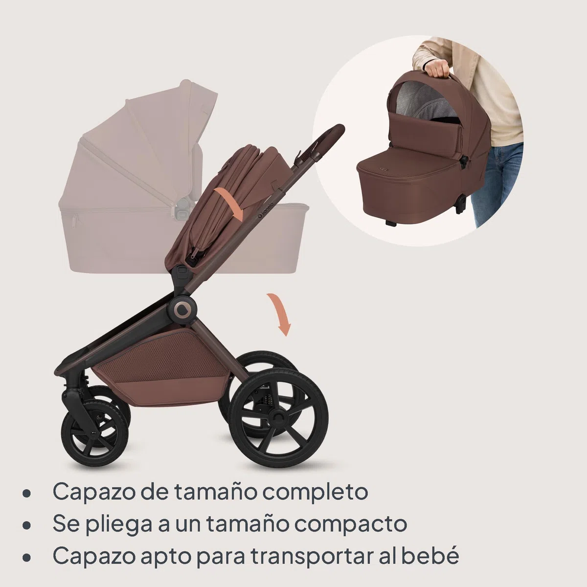 Lionelo Freya Carrito Bebé 2en1 (0-4 Años, 0-22 Kg), Capazo Plegable y Silla de Paseo, Plegable, Suspensión y Ruedas PU, Capota UPF50+, Hebilla Magnética, Ventilación, Accesorios, Adaptadore