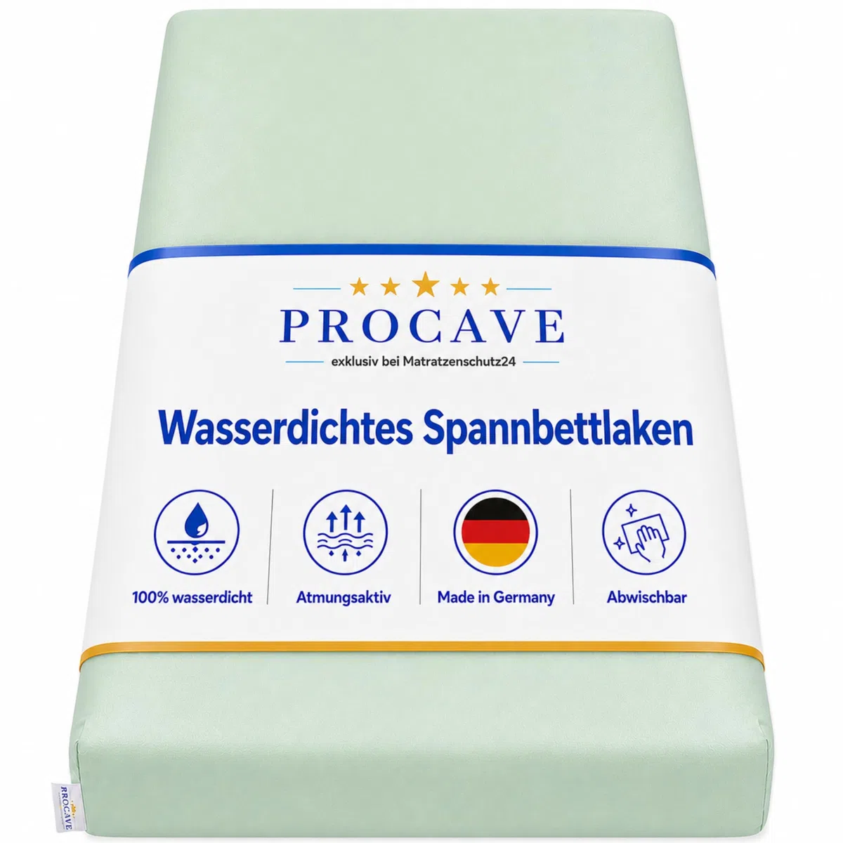 PROCAVE Sábana Bajera Impermeable en Color Verde, Transpirable y Lavable, Protector de colchón de fácil Cuidado, Fabricado en Alemania, en 170 x 190 cm