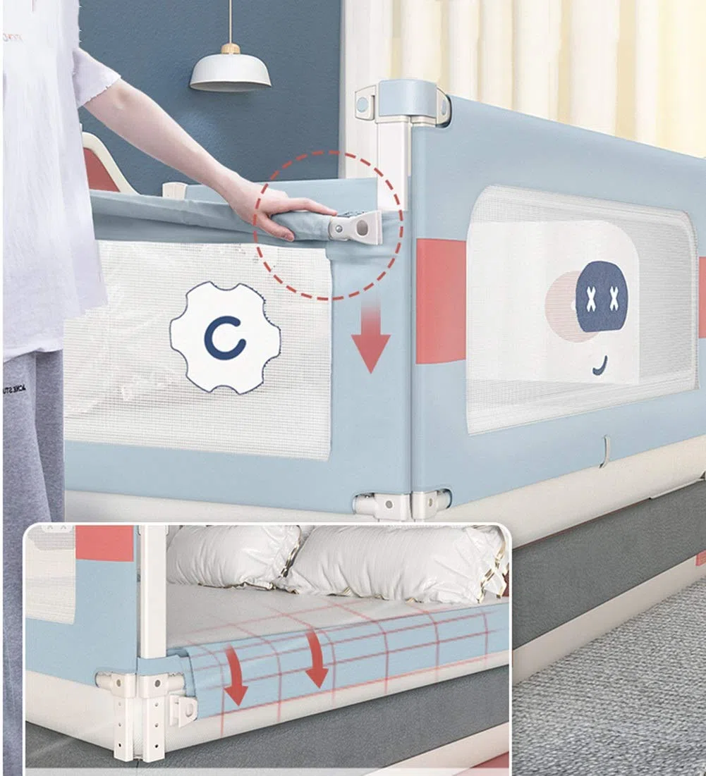 Rieles de Cama, Riel de Cuna Elevación Vertical Seguridad Protección del Sueño para bebés y niños, fácil de operar (Color : Grey, Size : 150cm)