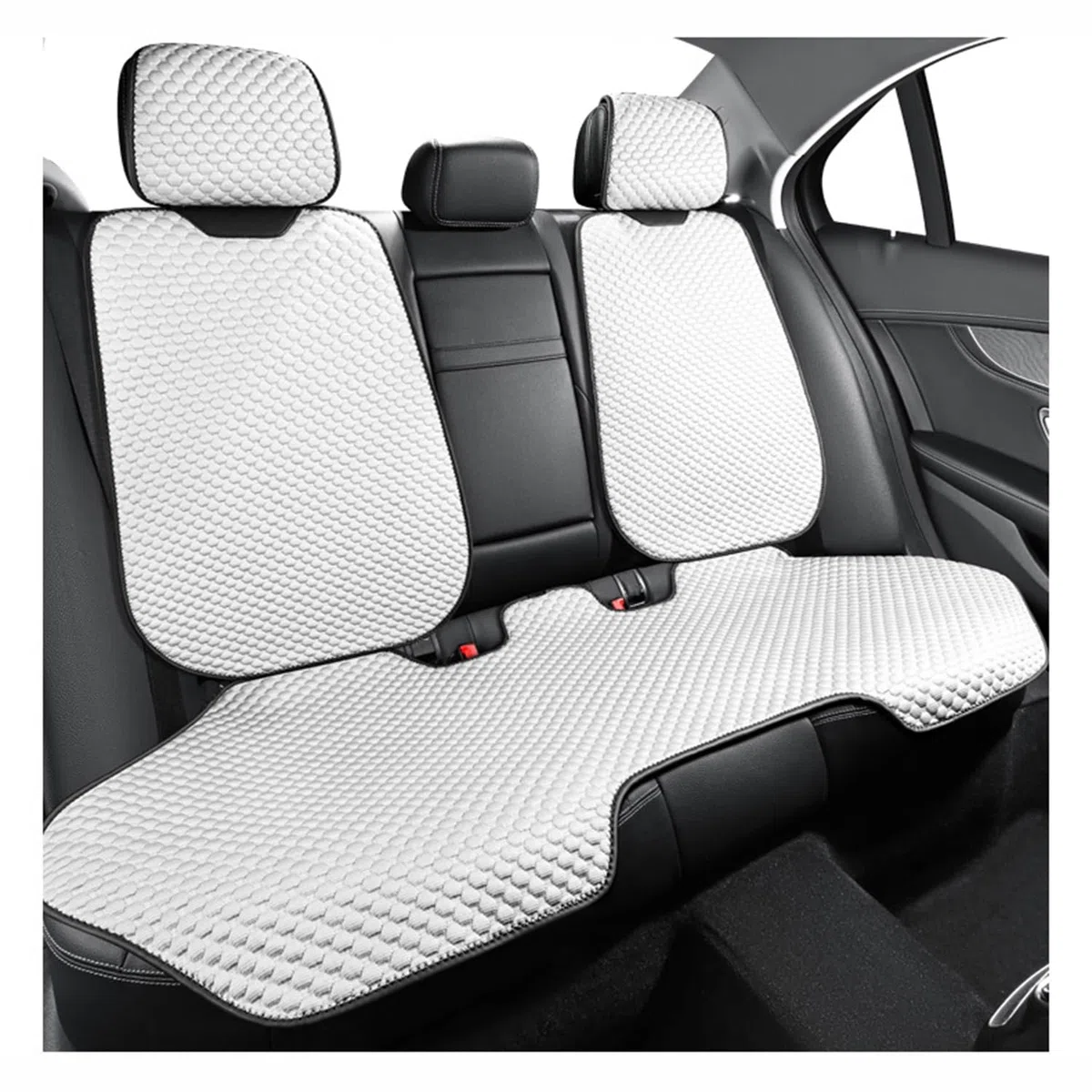 Juego Completo de Fundas para Asientos de Coche para Toyota Land Cruiser Prado 120 Land Cruiser Prado 150,fría,Transpirable para el Verano.,A-White