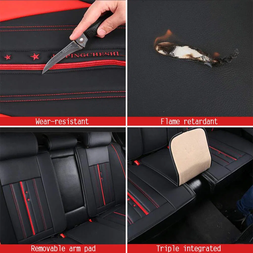 Cubiertas de Asiento de Auto de Cuero de la PU de Lujo Auto Asiento Fundas Fundas de Asiento de Coche de Cuero Protector para Asientos Delanteros y Traseros,Verde,Luxury