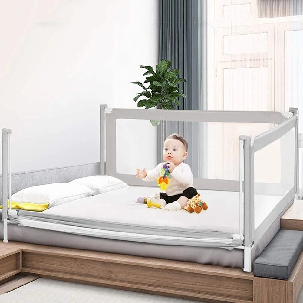 Baby Playpen Bed Guard Barandilla de Seguridad Bafle de cabecera de Cama con elevación silenciosa para bebés y bebés con riel de Soporte de Cama de Malla ventilada Juguete (tamaño: