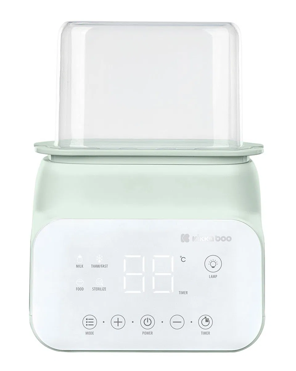 KikkaBoo Calienta Biberones 4 en 1 HANDY, Calienta Leche y Alimentos, Descongela/Calentamiento Rápido, Esterilización, Gran Capacidad, Luz Nocturna, Compacto y Portátil, Menta