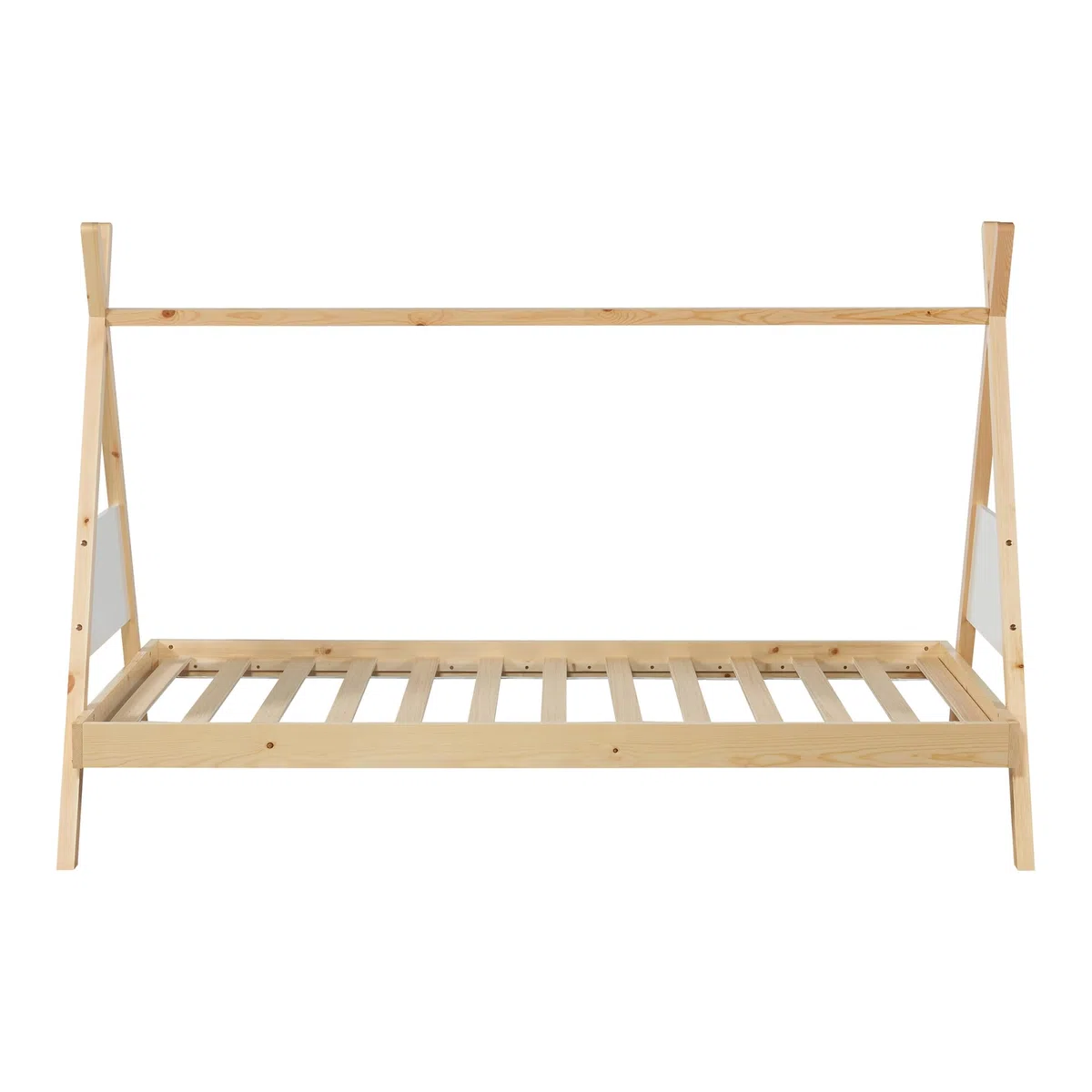 [en.casa] Cama para Niños y Niñas de Estructura Tipi Cama Infantil con Somier Madera de Pino 90 x 200 cm - Natural/Blanco