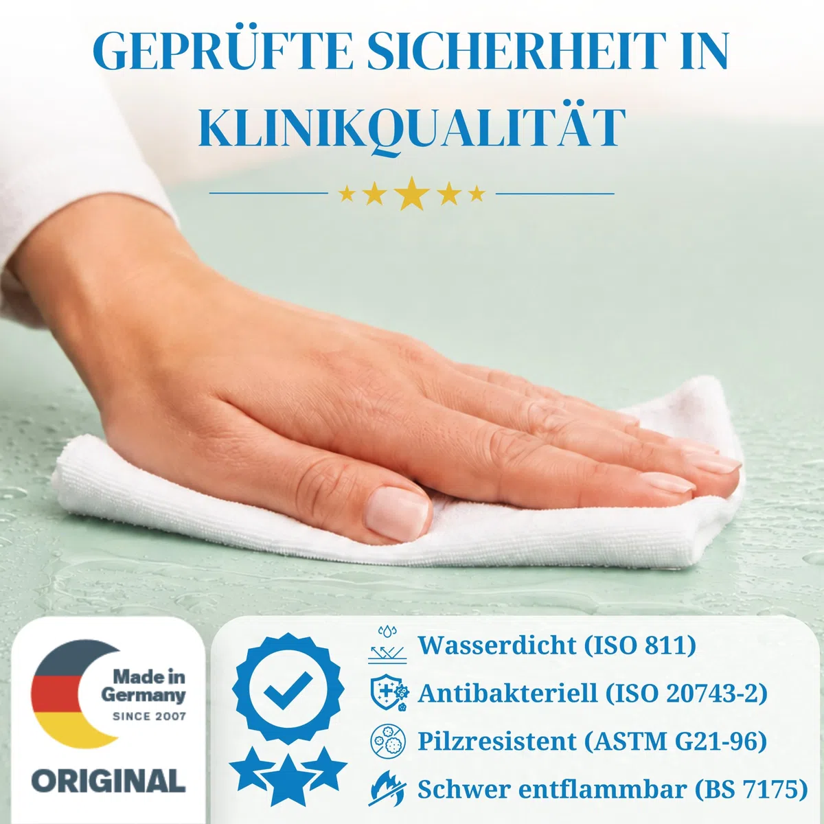PROCAVE Sábana Bajera Impermeable en Color Verde, Transpirable y Lavable, Protector de colchón de fácil Cuidado, Fabricado en Alemania, en 170 x 190 cm