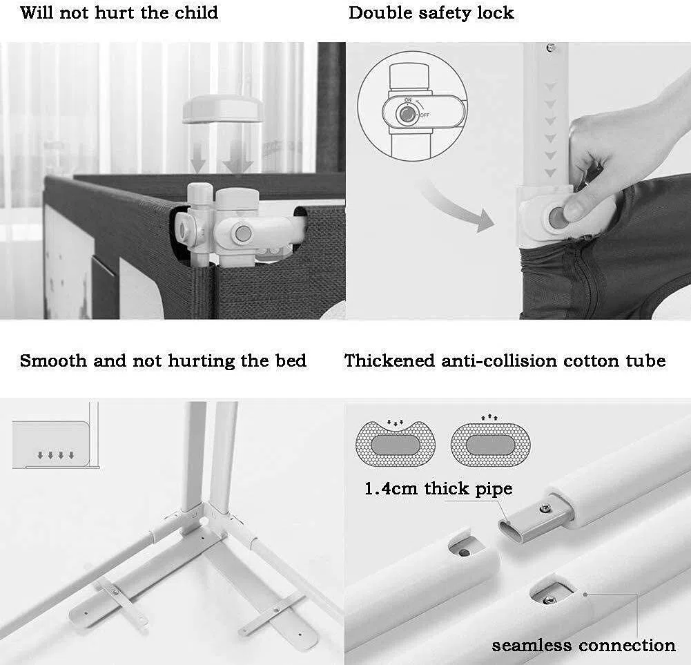 Baby Playpen Baby Bed Rail Guard, Parachoques de Cama Diseño de elevación Guardia de Seguridad para niños Niños pequeños 75-92cm Juguete Ajustable (tamaño: 1.5m)