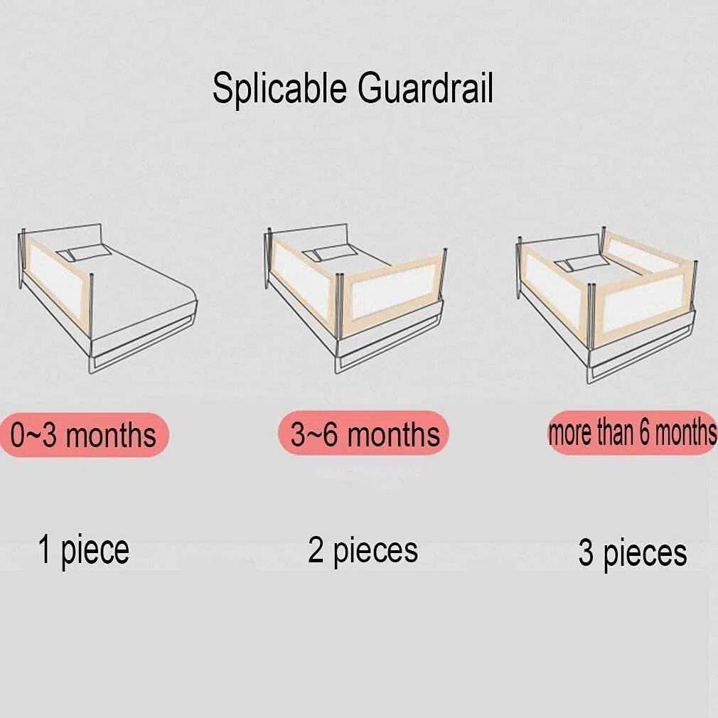 Baby Playpen Barandillas de Cama extralargas para niños pequeños Barandilla de Seguridad con Malla ventilada para niños Barandilla de elevación Vertical Altura Ajustable Anticolisi