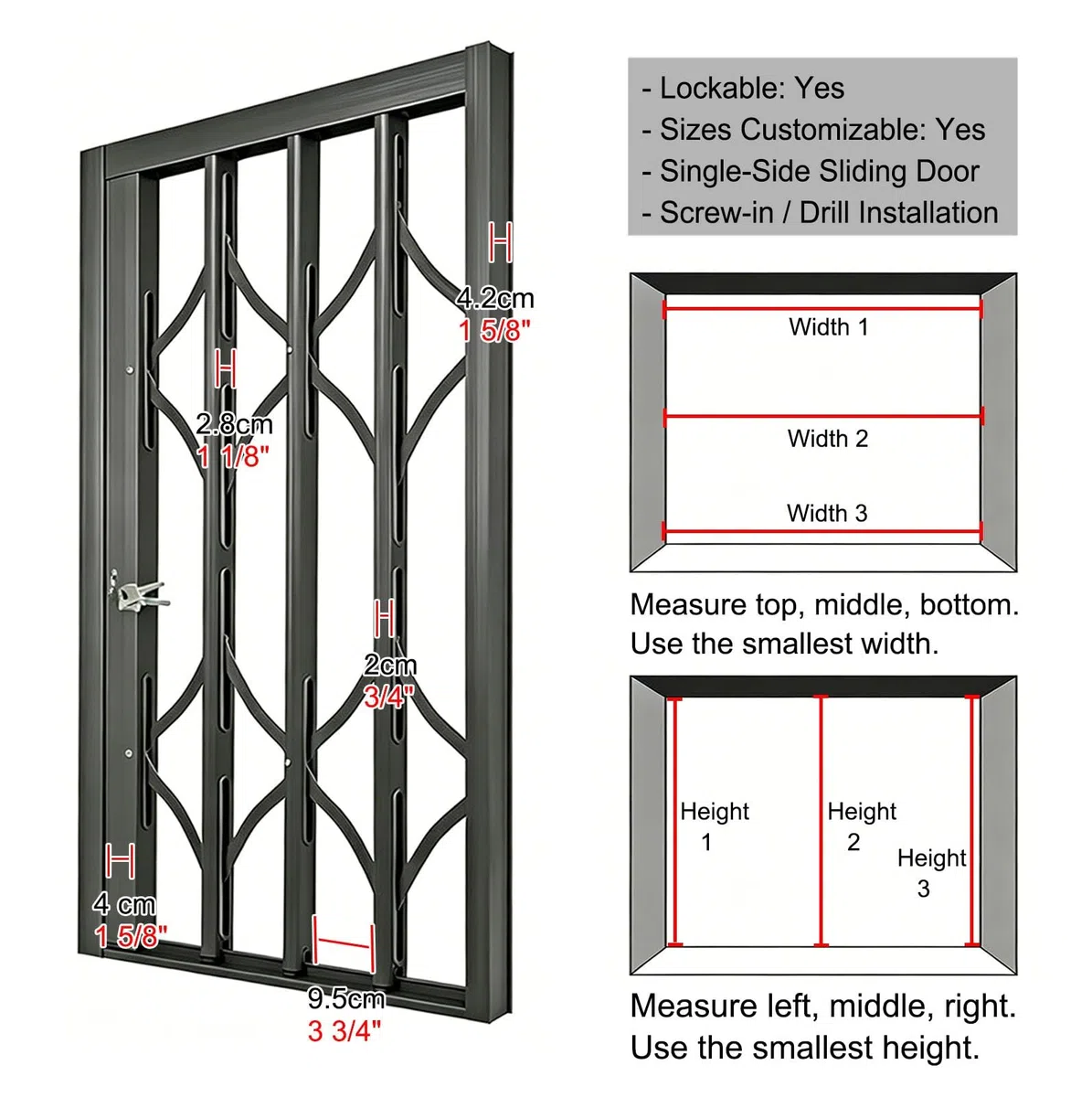 Barreras retráctiles de Alta Resistencia para Ventanas de Patio y balcón - Barras de Seguridad para prevenir caídas de niños - Reja de Seguridad Duradera para Ventanas corredizas Altas