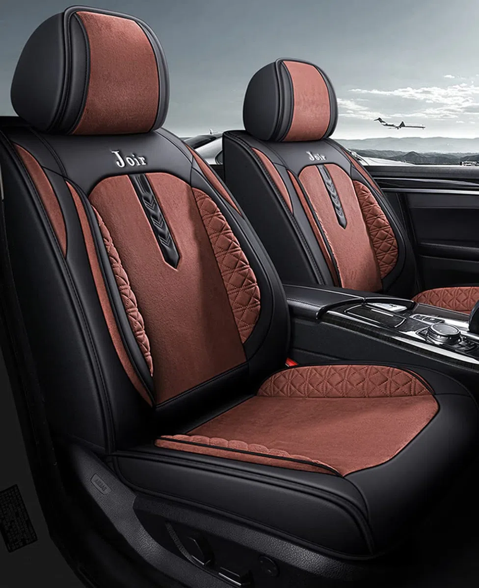 Funda de asiento de automóvil, Universal Cuero Fundas Asientos Protector Asiento Cuero Universales 5-Asiento Cojines de Asiento Automáticos Extraíbles,Café,Standard