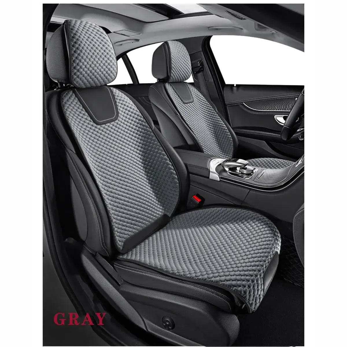 Juego Completo de Fundas para Asientos de Coche para Touran/Touareg/Touareg 2/Tiguan,fría,Transpirable para el Verano.,B-Grey
