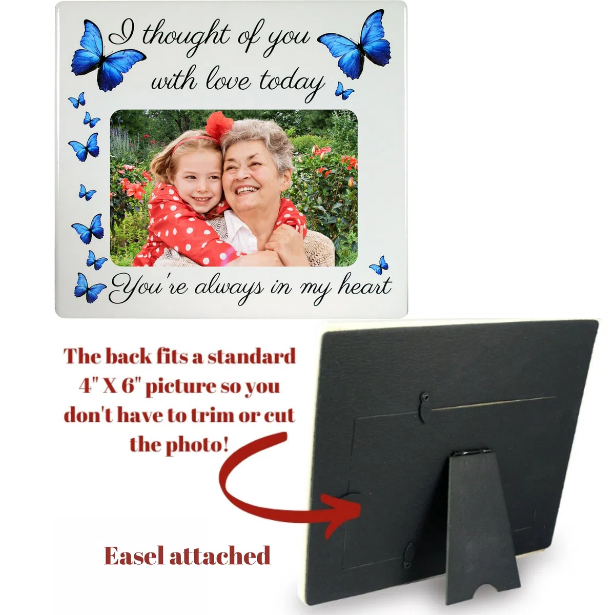 Marco de fotos conmemorativo personalizado – Pensé de ti con amor hoy – Hermoso tributo a la pérdida de un ser querido – Placa de recuerdo de cerámica – Regalo de duelo – condolencias – en memoria