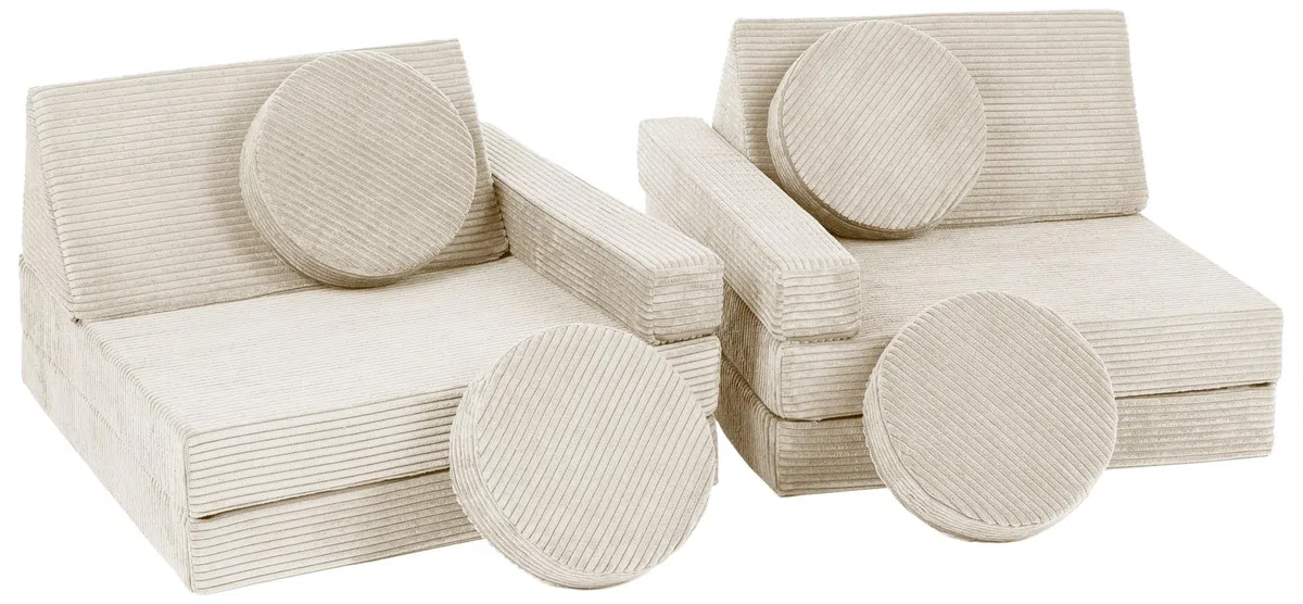 Velinda Sofá Multifuncional Puf sillón para niños Elementos de Espuma Juego (Color: Crema (Pana)