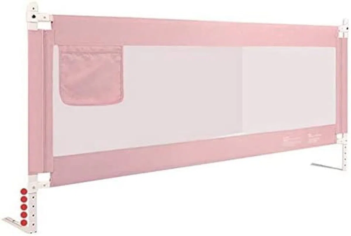 Barandilla para niños, Cuna Extra Alta para niños, Soporte para Cama con obstáculos, Seguridad para Cuna de elevación Vertical, prevención de caídas, Rosa, Rosa, 2m