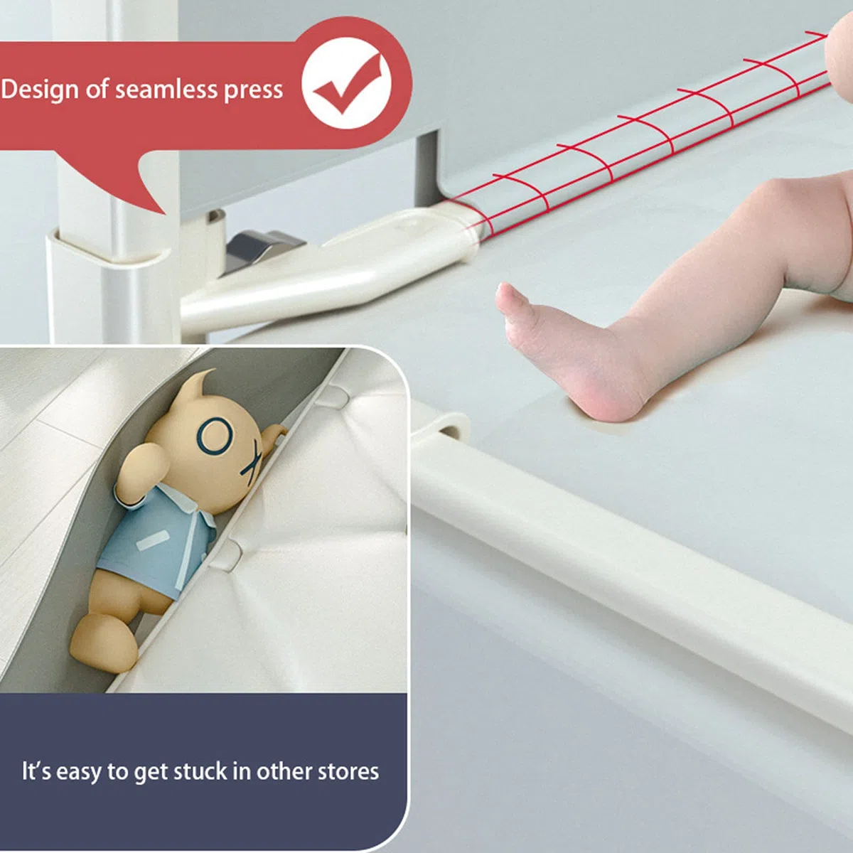 Barandilla De Cama Anti-CaíDa Infantil Plegable Seguro Riel De Cama para NiñOs Bebé Barandilla Paracuna para NiñOs con Doble Bloqueo(1.2/1.8/1.9/2/2.2M),Grey-2.2m