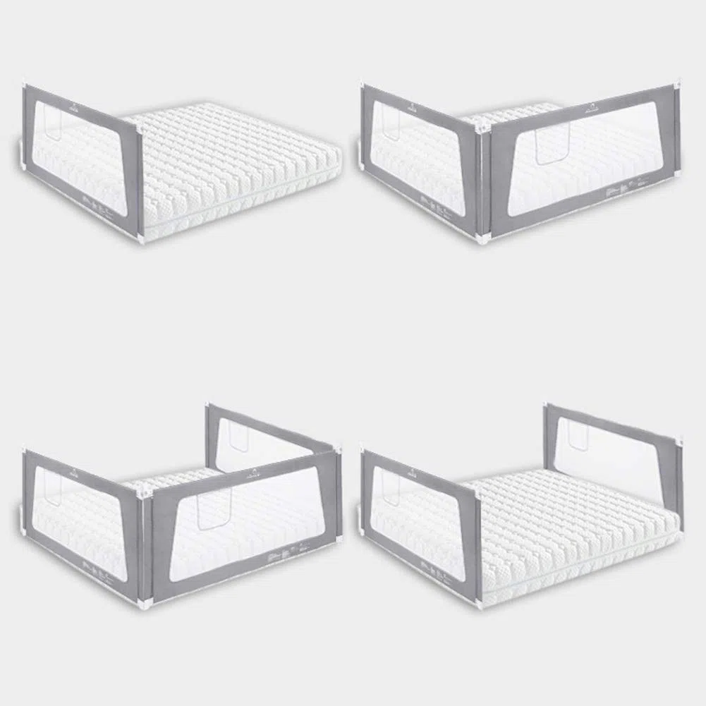 Cama de seguridad ferroviario Cama Guardia del Niño juego, Portátil bedguard bebé Plegable ferroviario de punto para niños bebé y niños, altura 87 cm 220cm Gris