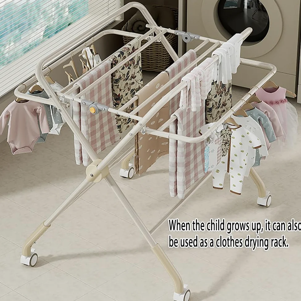 Mueble Cambiador Bebe Plegable con Ruedas,Compartimentos de Almacenamiento y Correa de Seguridad,Altura Ajustable,Móvil Cómoda Cambiador Bebe para Cambiar Pañales y Ropa,Gris