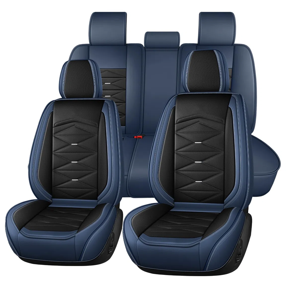 Fundas de asiento de coche de ajuste universal para Audi A1 A3 Q2 Q3 A4 A6 Q5 A5 Cuero Nappa Protector de cojín de asiento delantero y trasero Set