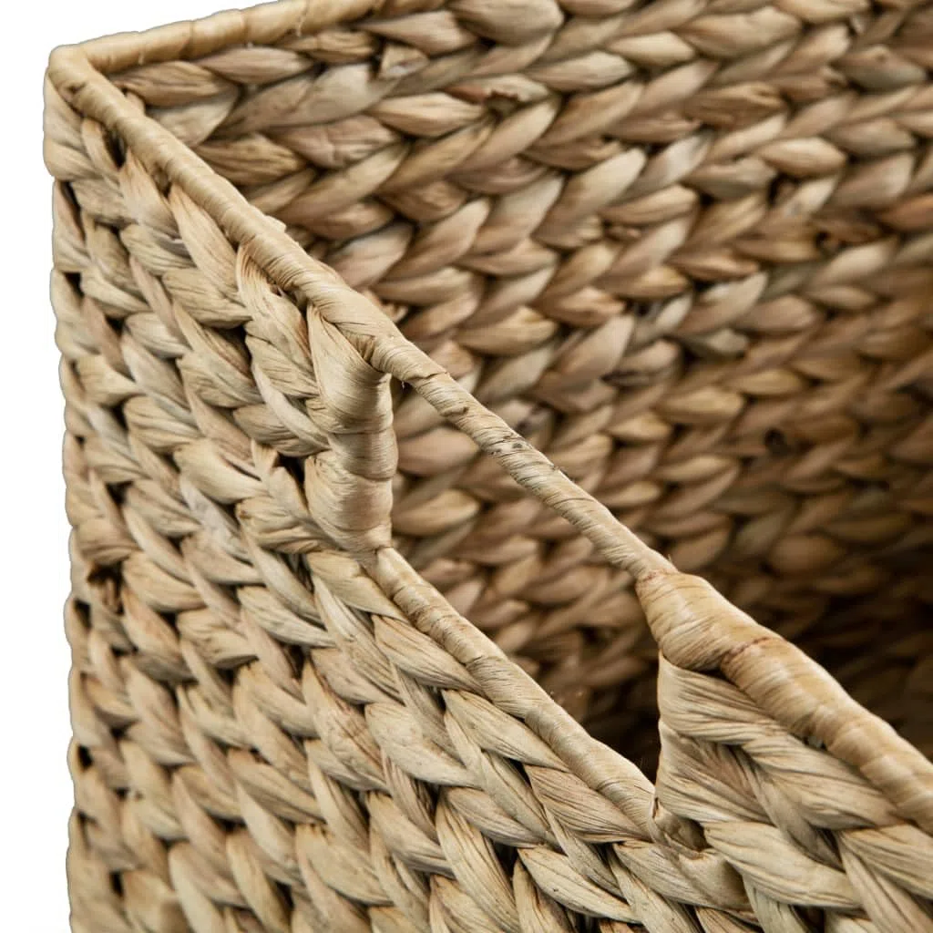 Juego de 3 cestas de jacinto de agua en color marrón con marco de metal, almacenamiento versátil para el hogar, cocina, baño, habitación de los niños, oficina, espacio de almacenamiento