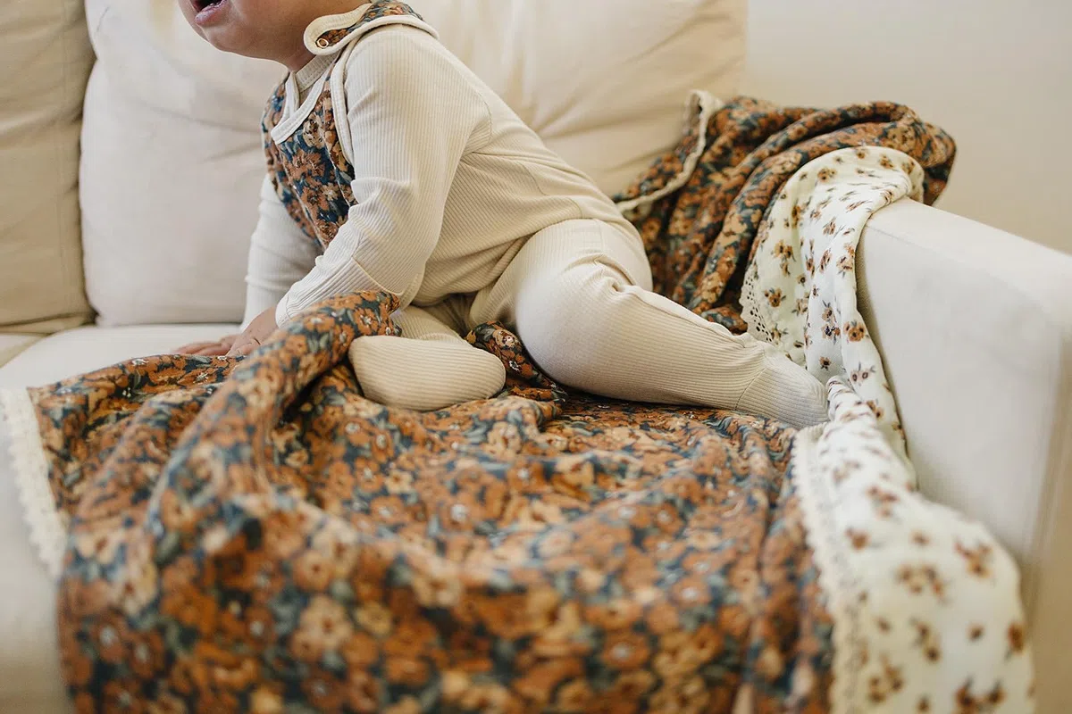 Mebie Baby Colcha de muselina, flores venecianas y flores otoñales, mantas de bebé 100% muselina de algodón para niñas y niños, manta de muselina para recién nacidos, bebés, niños pequeños, mantas de