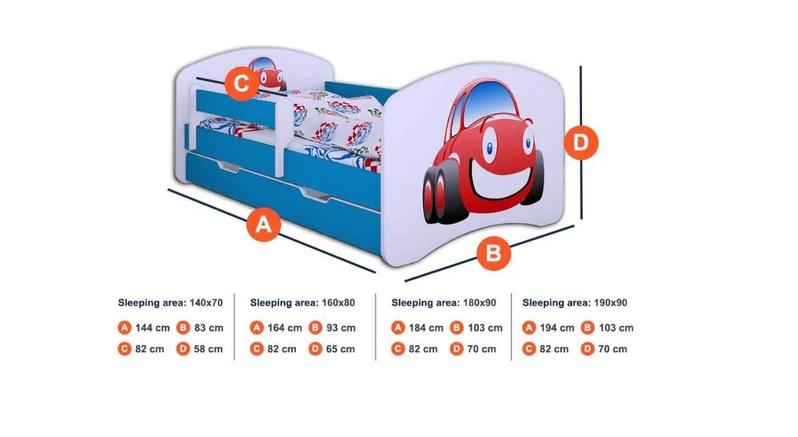 Happy Babies - Cama Infantil Rosa Doble Cara con CAJÓN Diseño Moderno con Bordes Seguros y colchón de Espuma anticaída 7 cm (40. Princesa y Unicornio, 140x70)