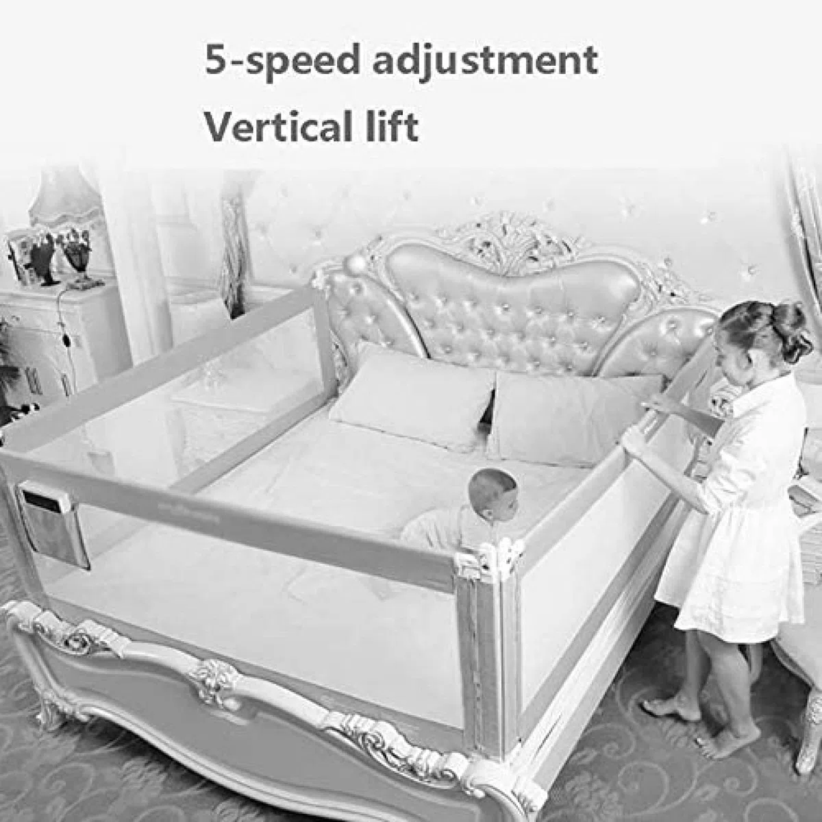 Barandilla para niños, Cuna Extra Alta para niños, Soporte para Cama con obstáculos, Seguridad para Cuna de elevación Vertical, prevención de caídas, Rosa, Rosa, 2m