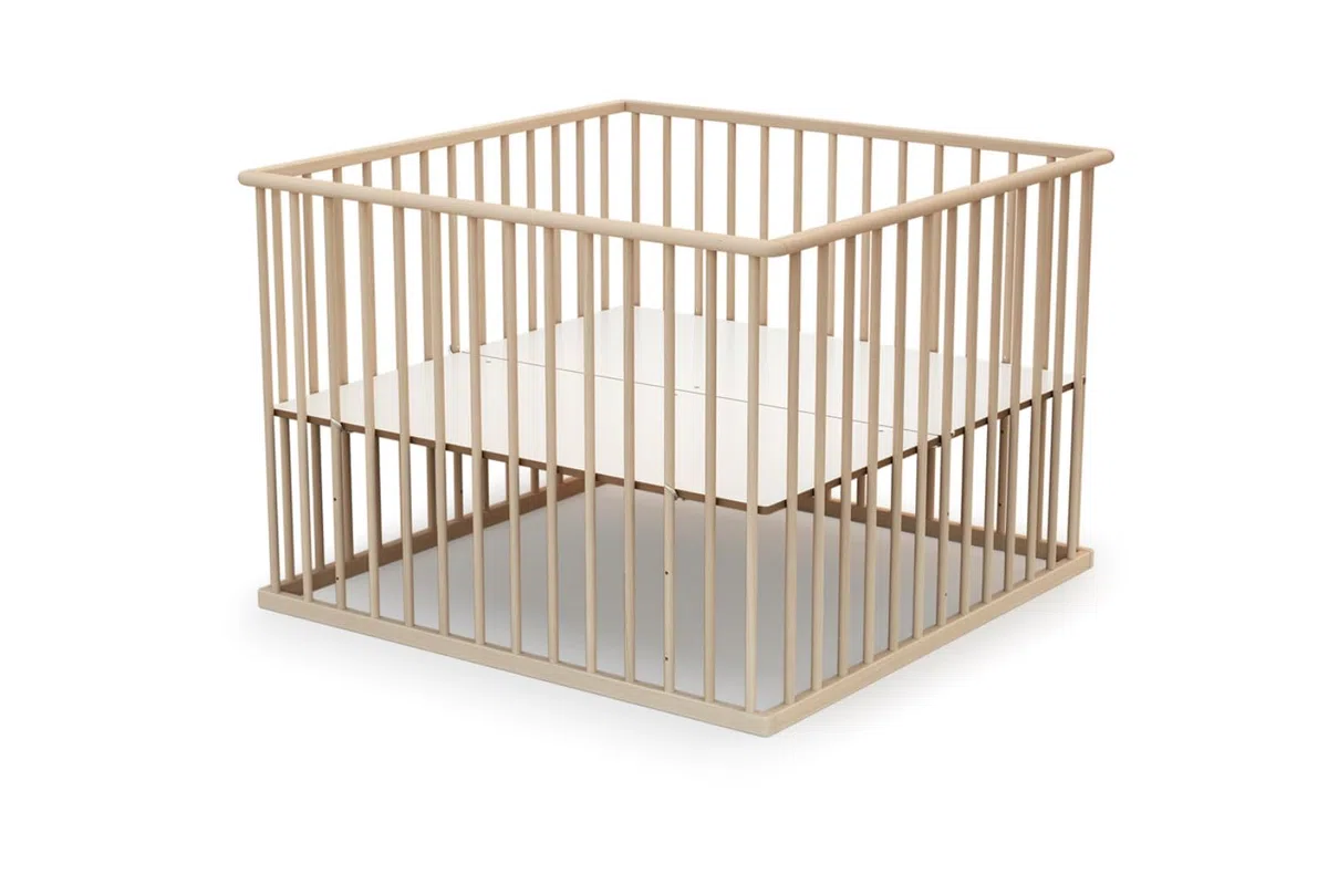 WEBABY - Parque madera fijo de 100 x 100 Haya bruto