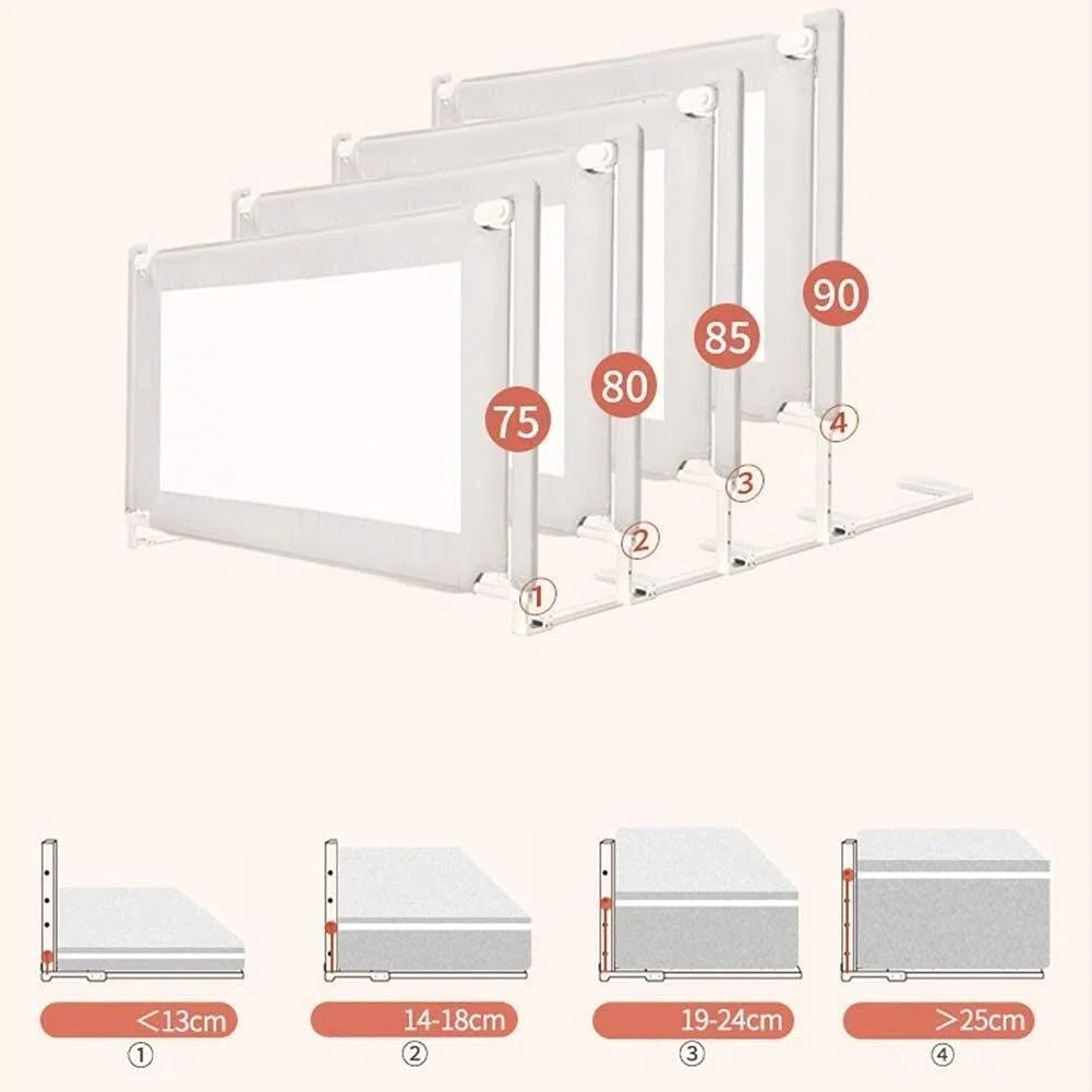 Baby Playpen Bed Guard Barandilla de Seguridad Bafle de cabecera de Cama con elevación silenciosa para bebés y bebés con riel de Soporte de Cama de Malla ventilada Juguete (tamaño: