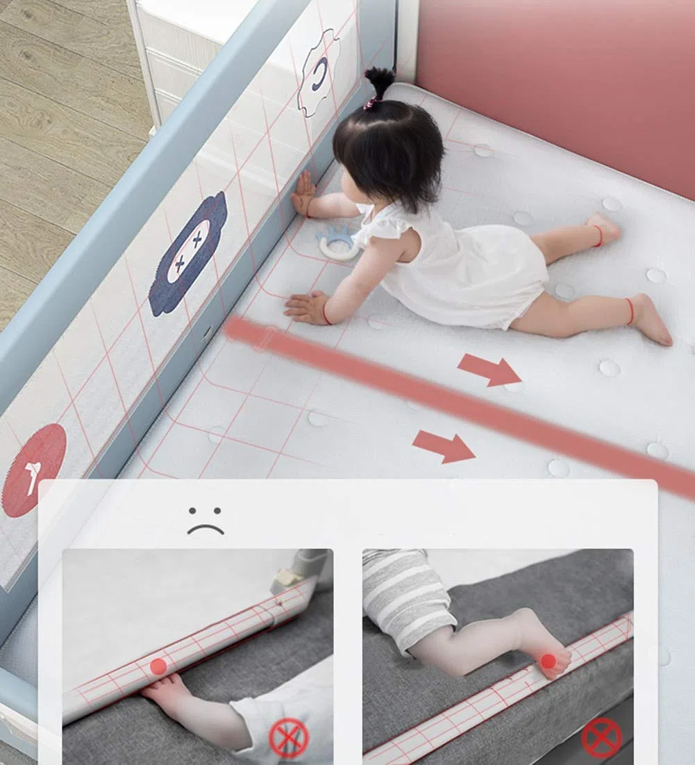 Rieles de Cama, Riel de Cuna Elevación Vertical Seguridad Protección del Sueño para bebés y niños, fácil de operar (Color : Grey, Size : 150cm)