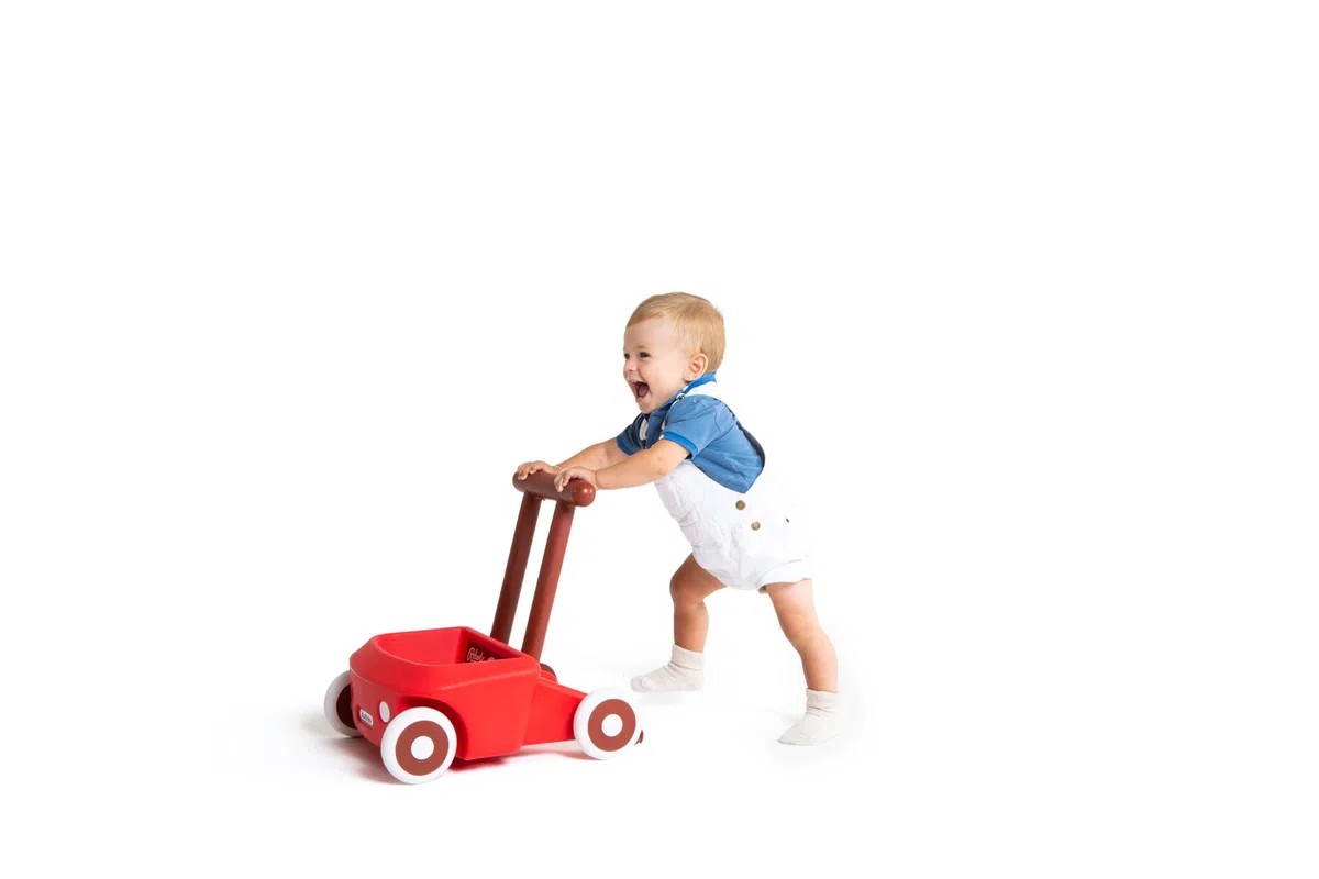Italtrike Roberto – Primeros pasos para niños – Andador de bebé de 6 – 12 meses hasta 3 años, carrito Montessori, seguro para casa y guarderías – Juego para aprender a caminar con antivuelco (rojo)
