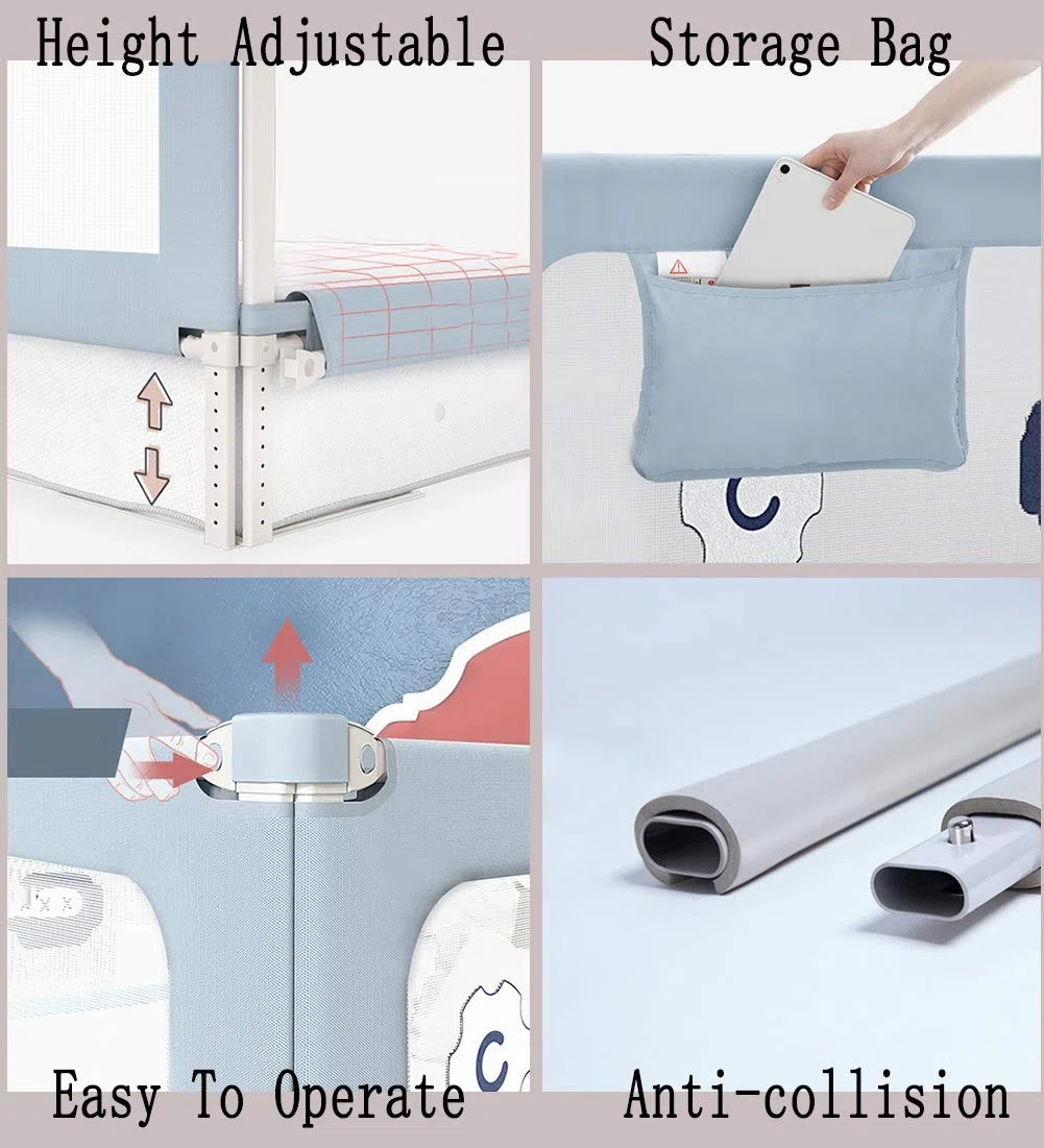Rieles de Cama, Riel de Cuna Elevación Vertical Seguridad Protección del Sueño para bebés y niños, fácil de operar (Color : Grey, Size : 150cm)