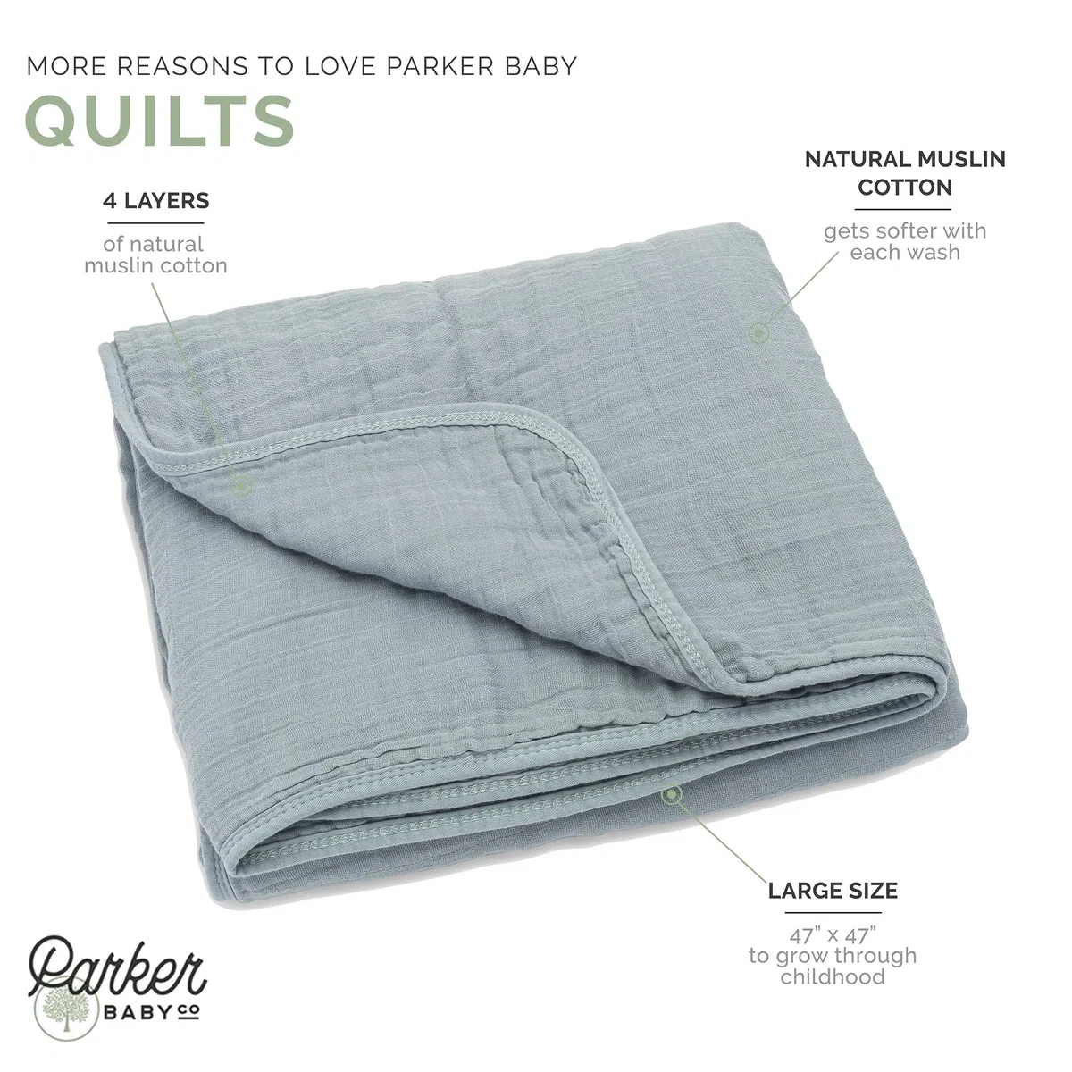 Parker - Manta de muselina para bebé, 100% algodón suave, manta para bebé y niños, unisex, género neutro, duna