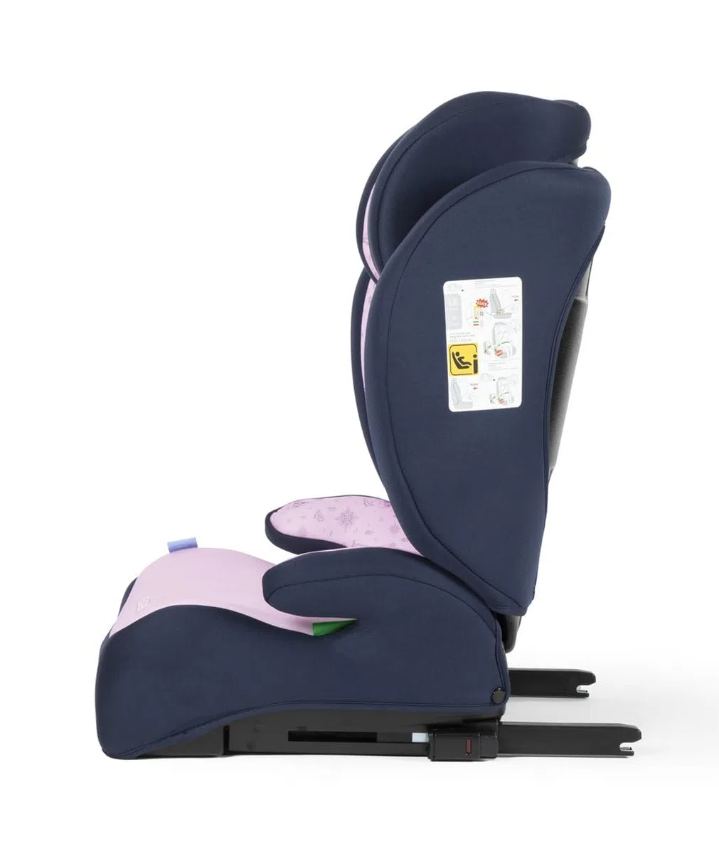 Silla De Coche Disney Frozen Con Accesorio ISOFIX Para La Seguridad De Las Niñas Con Una Altura De 100 A 150 Cm Con Gráficos De La Princesa Elsa, Anna Y El Lindo Olaf Sobre Un Fondo Morado