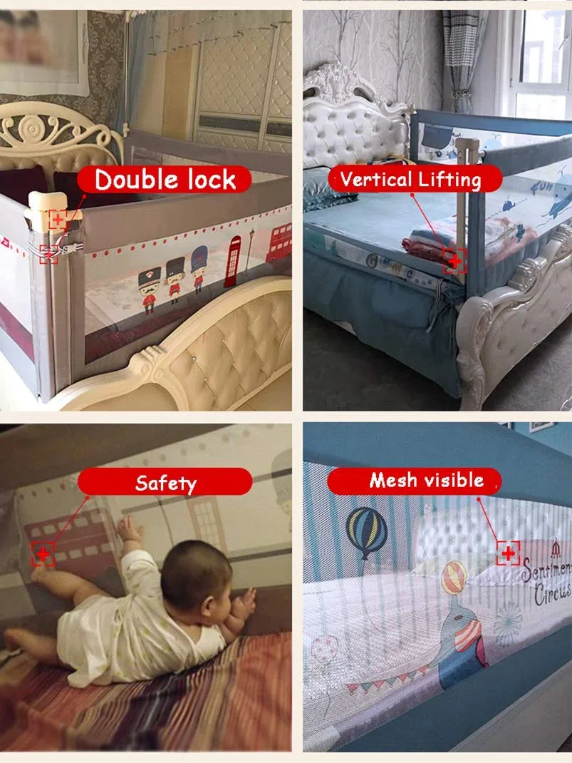 Barandilla de Seguridad Vertical Premium para Cama Infantil con Anclaje Reforzado, Altura Ajustable de 69 a 92 cm, para niños en tamaños Individual, matrimonial, matrimo