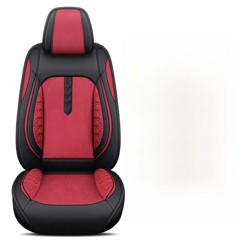 Funda de asiento de automóvil, Universal Cuero Fundas Asientos Protector Asiento Cuero Universales 5-Asiento Cojines de Asiento Automáticos Extraíbles,Rojo,Standard