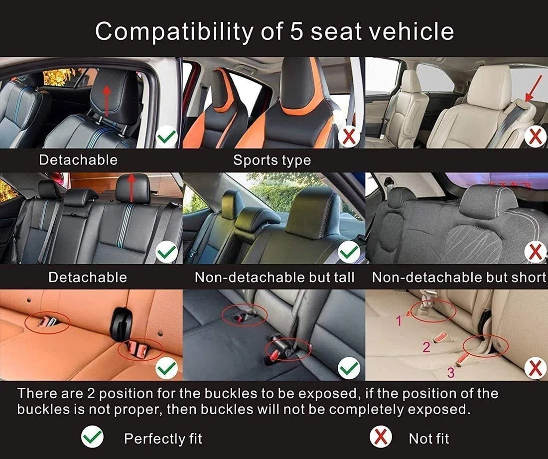 Funda de asiento de automóvil, Universal Cuero Fundas Asientos Protector Asiento Cuero Universales 5-Asiento Cojines de Asiento Automáticos Extraíbles,Rojo,Luxury