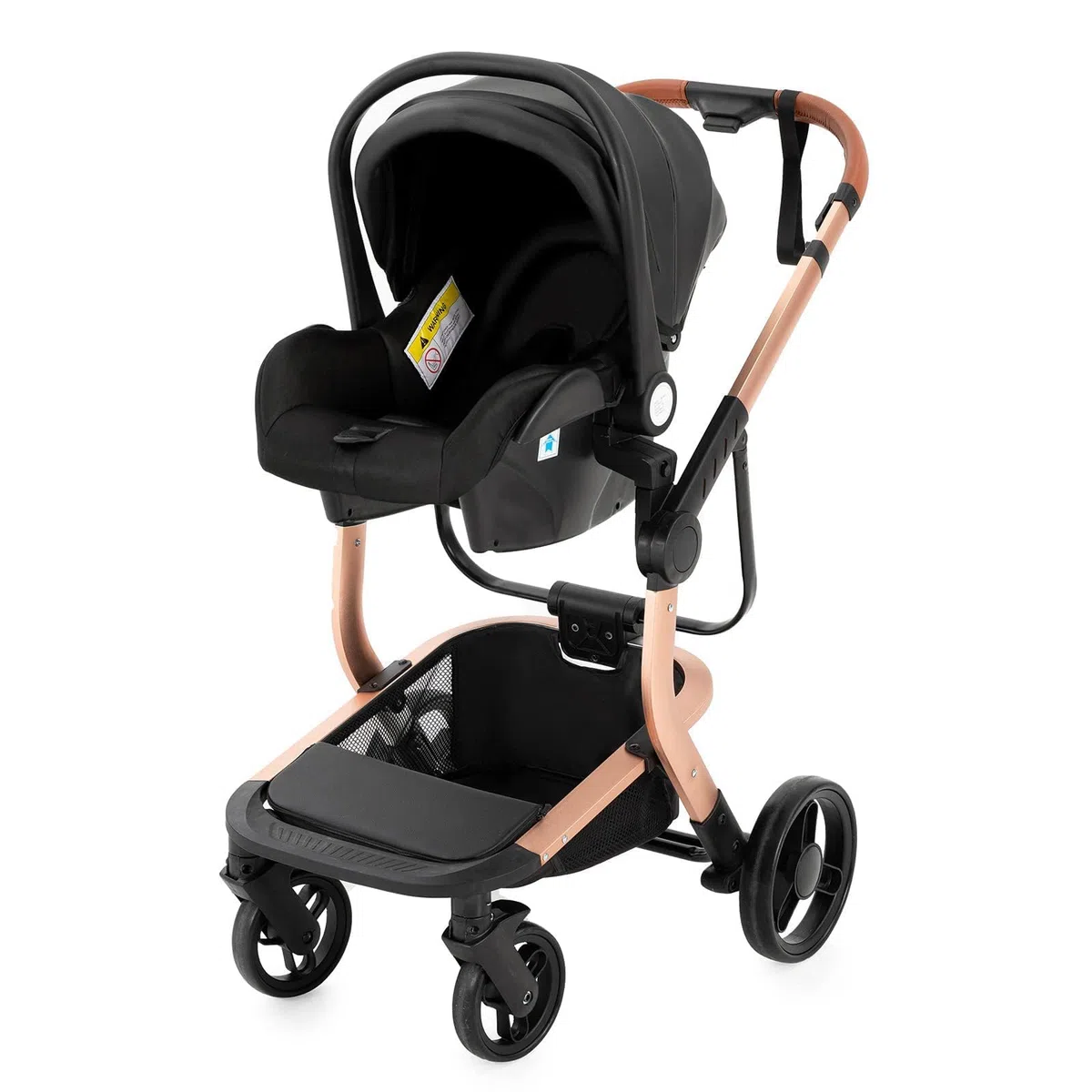 Magic ZC Carrito Bebe 3 en 1, Carro de Bebe 3 Piezas con Empuje Reversible de Dos Vías, Carrito Bebe con Diseño Portátil Plegable de Un Clic, Cochecito Bebe 3 Piezas con Accesorios (518 Black)