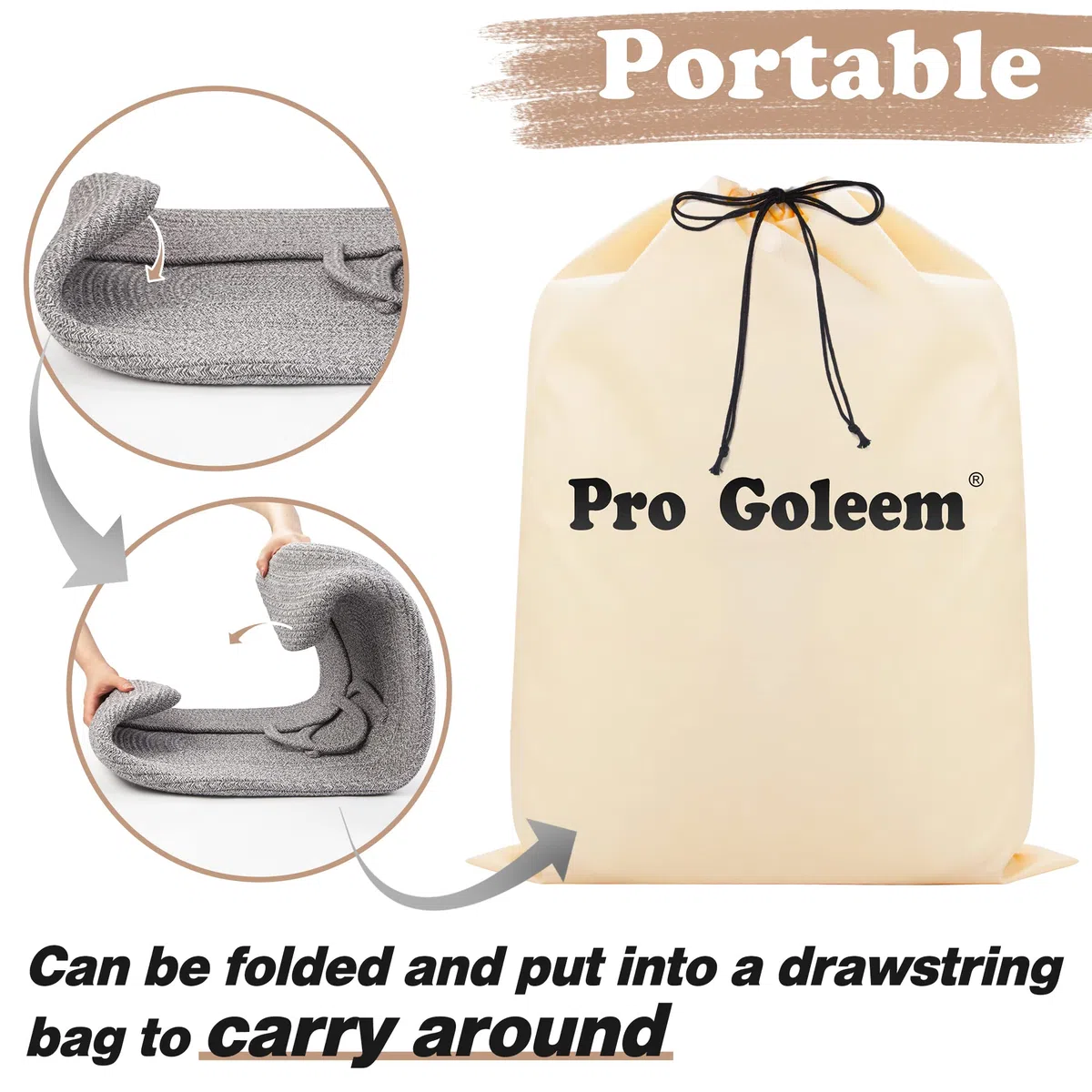 Pro Goleem - Cesta para pañales portátil para bebé recién nacido con 1 almohadilla de espuma, 2 fundas impermeables y 1 organizador de pañales