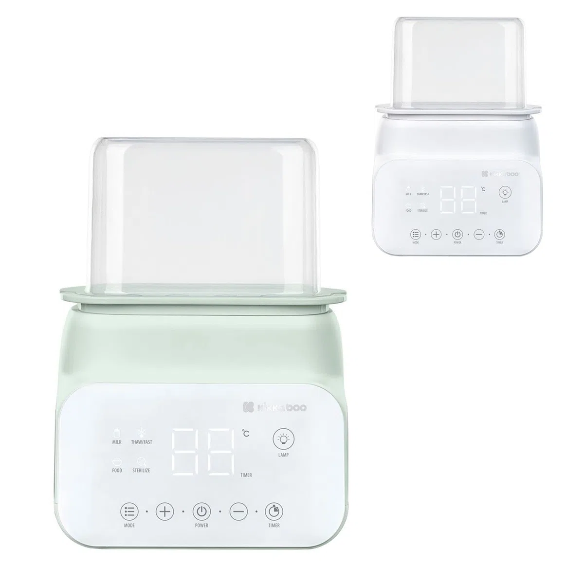 KikkaBoo Calienta Biberones 4 en 1 HANDY, Calienta Leche y Alimentos, Descongela/Calentamiento Rápido, Esterilización, Gran Capacidad, Luz Nocturna, Compacto y Portátil, Menta