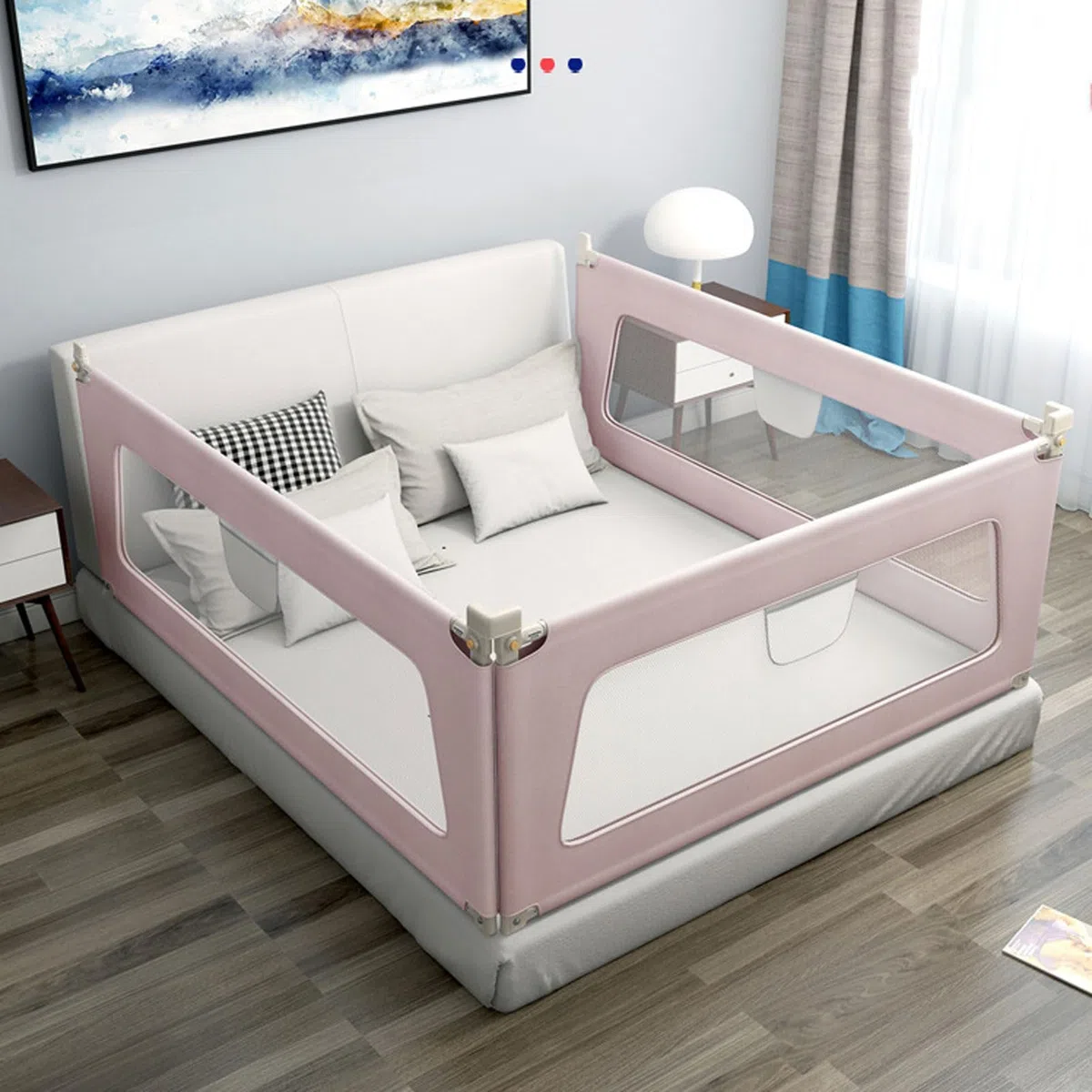 Protector de barandilla para Cama para niños pequeños, barandilla para Cama para niños pequeños, barandilla para Cuna para el Final de la Cama, Valla para Cuna Resistente y Completa, con sis