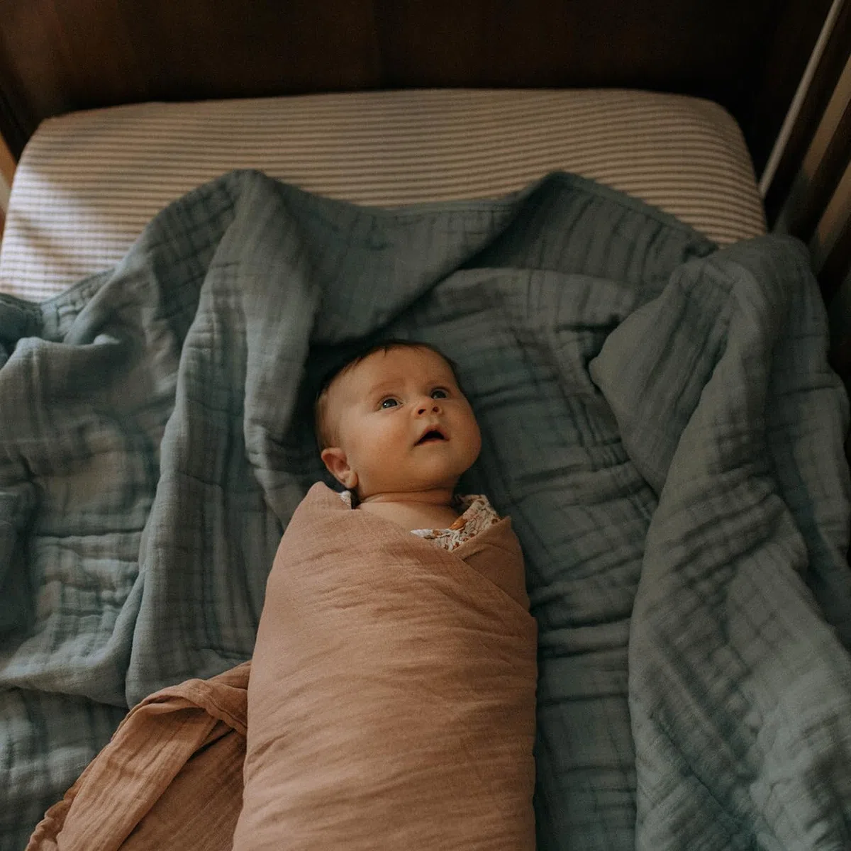 Parker - Manta de muselina para bebé, 100% algodón suave, manta para bebé y niños, unisex, género neutro, duna