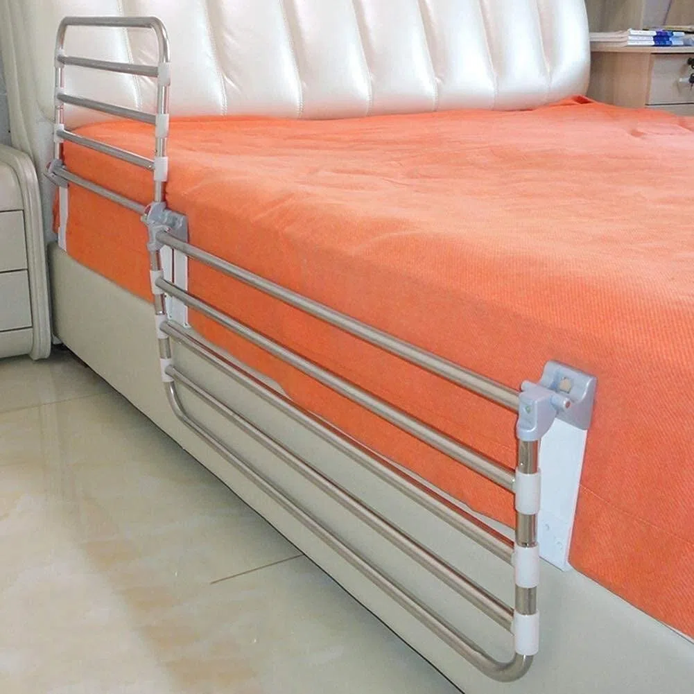 Baranda de Seguridad para Cama de Parque para bebés, barandilla de Seguridad para Adultos Mayores, Juguete de Mango de riel Auxiliar de Acero Inoxidable portátil Ajustable