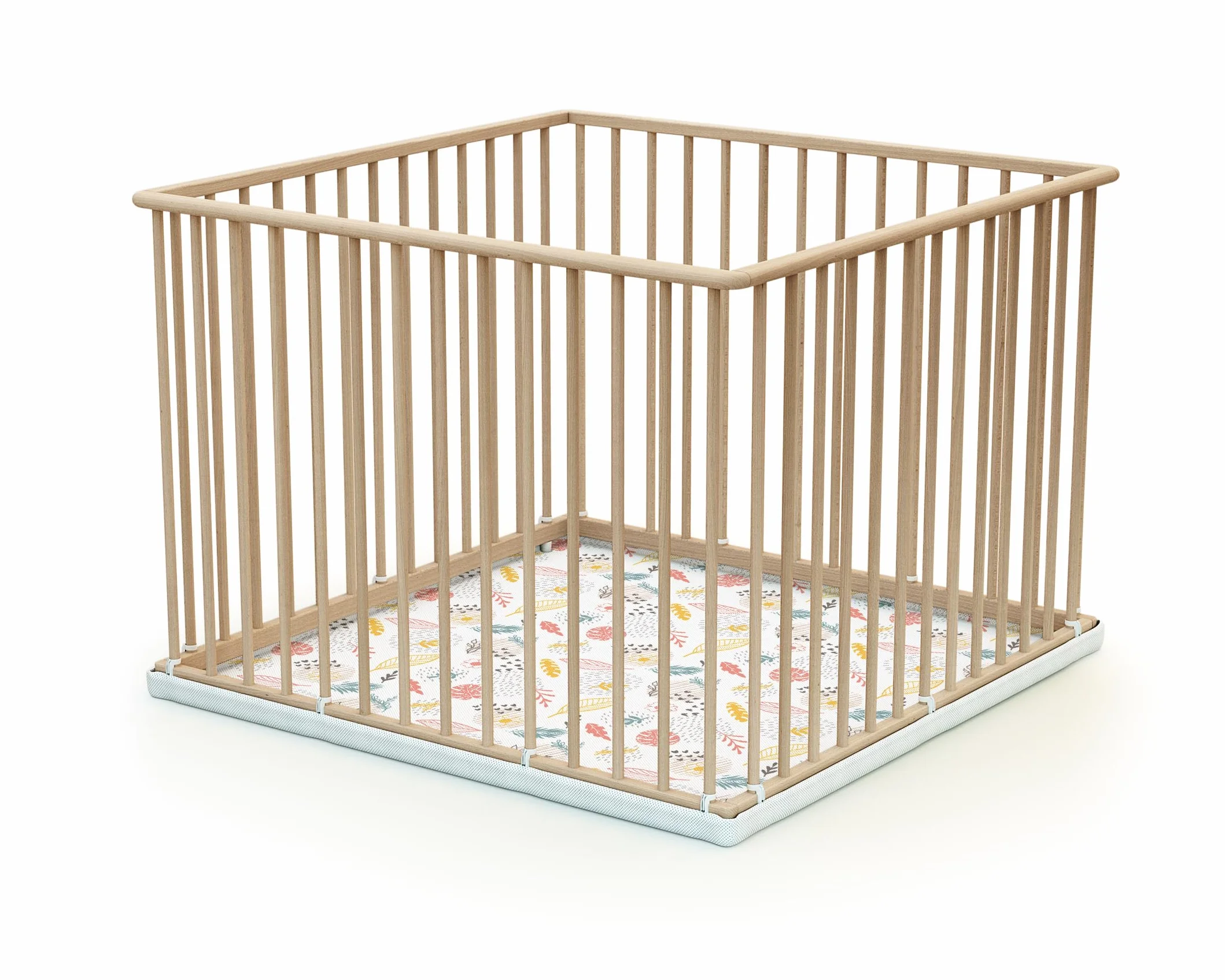 Webaby - Parque madera fijo de 100 x 100 haya bruto