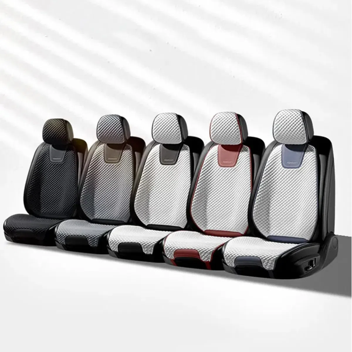 Juego Completo de Fundas para Asientos de Coche para Toyota Land Cruiser Prado 120 Land Cruiser Prado 150,fría,Transpirable para el Verano.,A-White