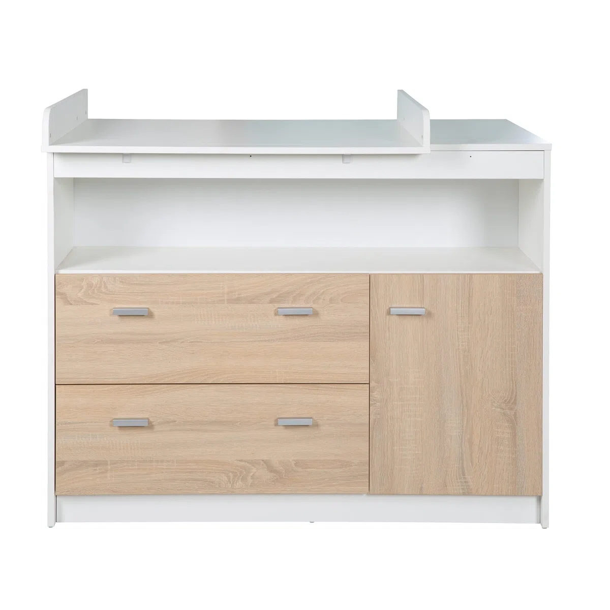 roba Cambiador con cambiador, 2 cajones, 1 puerta, 1 compartimento abierto, blanco, altura del cambiador: 90 cm
