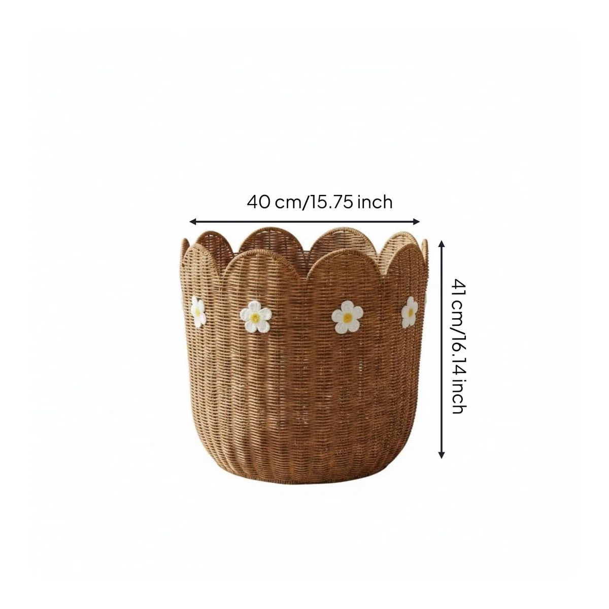 kowaku Cesta de Almacenamiento Tejida Cesta de Mimbre Cesto Organizador Contenedor Decorativo en Ratán con Toques Ornamentales Suaves y Estilo Acogedor