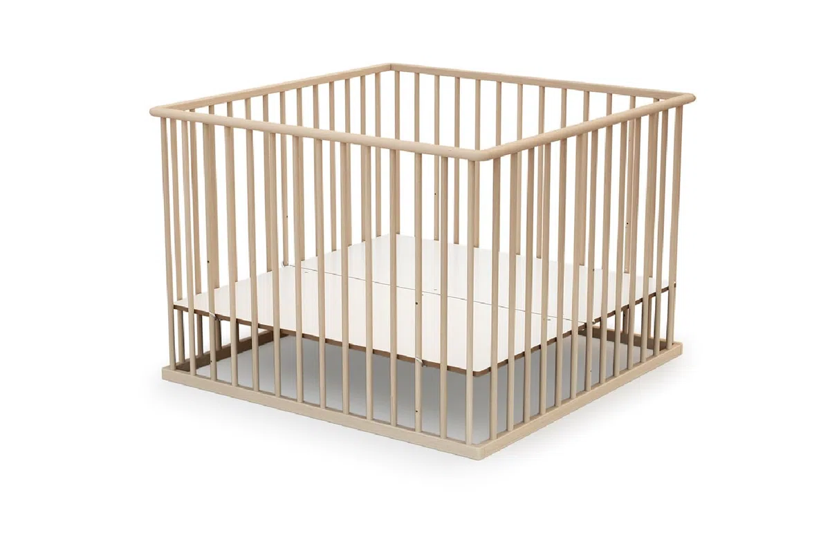 WEBABY - Parque madera fijo de 100 x 100 Haya bruto