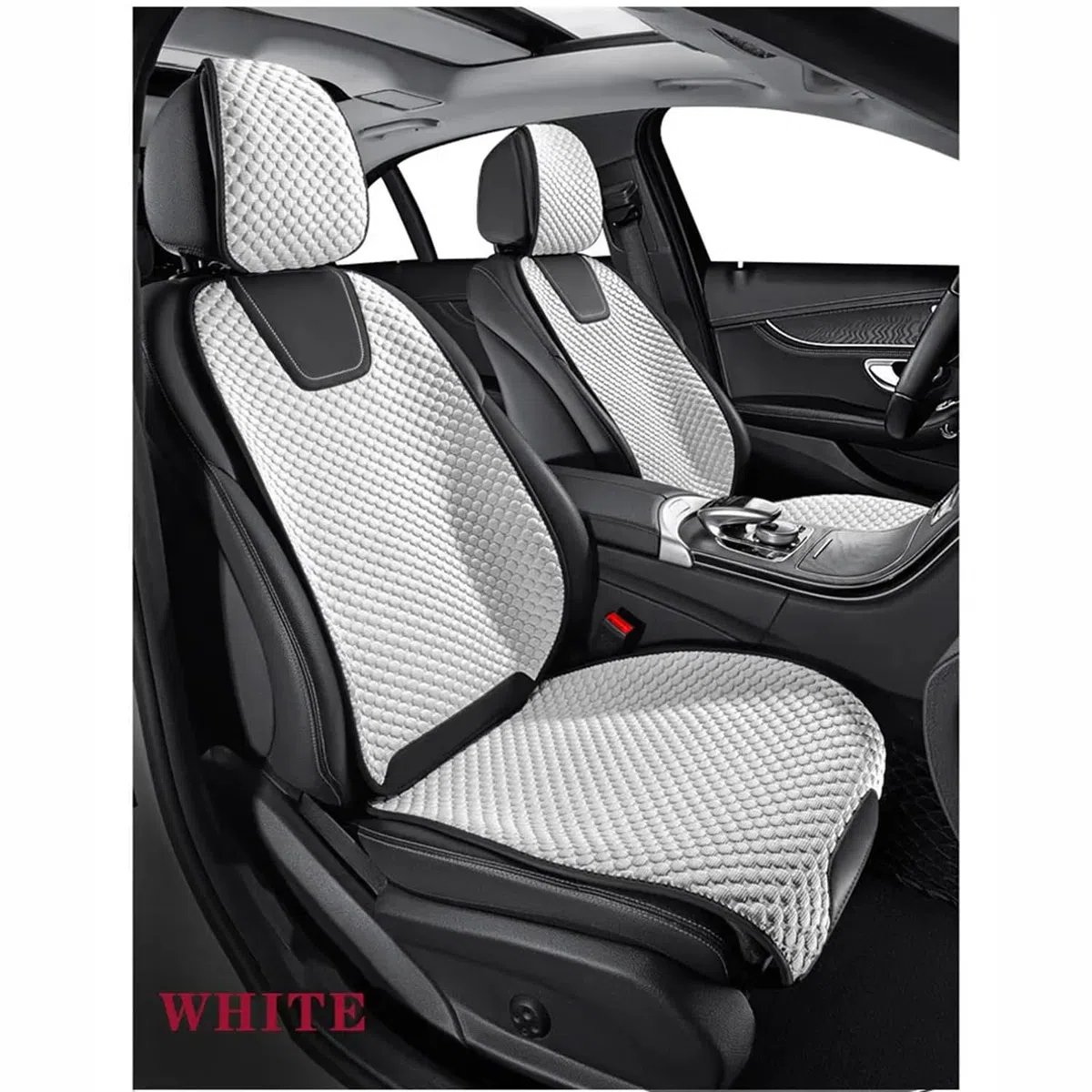 Juego Completo de Fundas para Asientos de Coche para Toyota Land Cruiser Prado 120 Land Cruiser Prado 150,fría,Transpirable para el Verano.,A-White